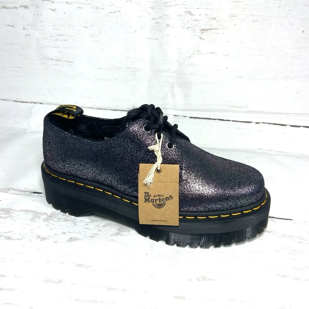 Dr Martens Shoes Women’s 10 Black 1461 Quad FL Platform Oxford‎ Glitter